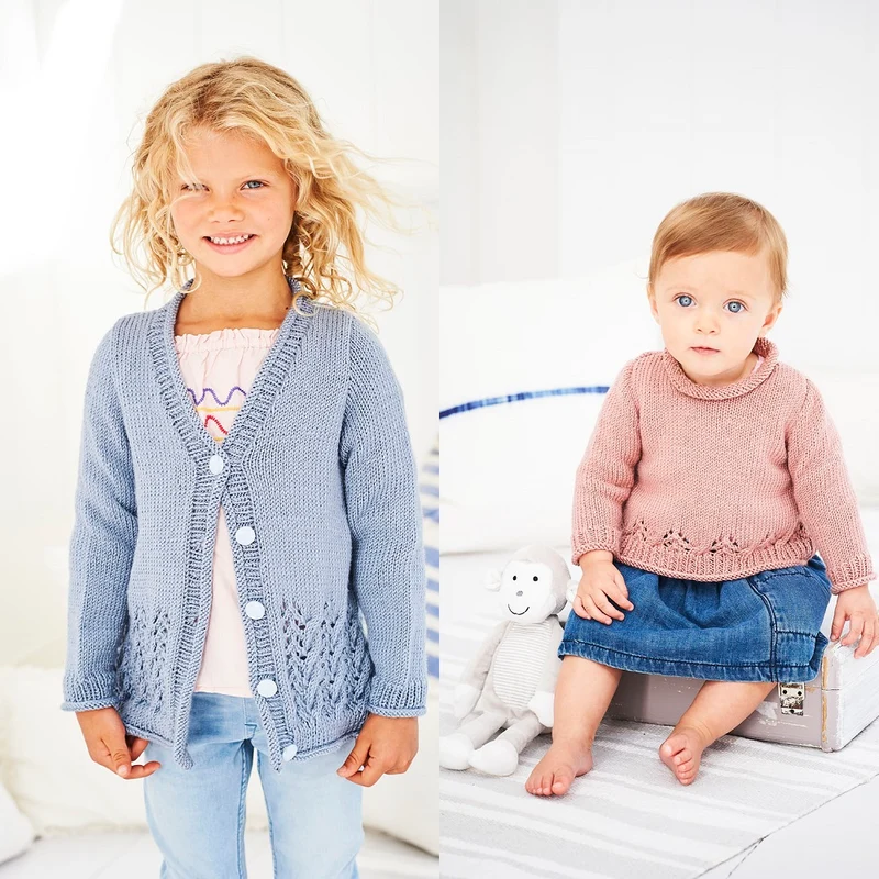 Strickanleitung Stylecraft Bambino DK Nr. 9606: Mädchenpullover und Jacke