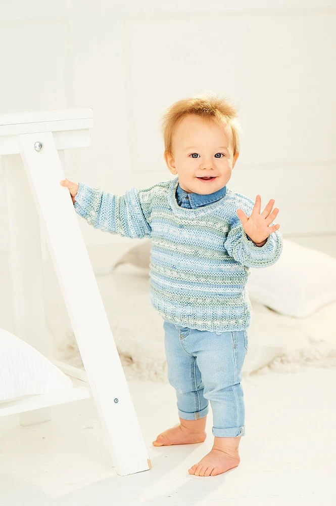 Strickanleitung Stylecraft Bambino Prints DK Nr. 9846 Baby-Jacke und -Pullover