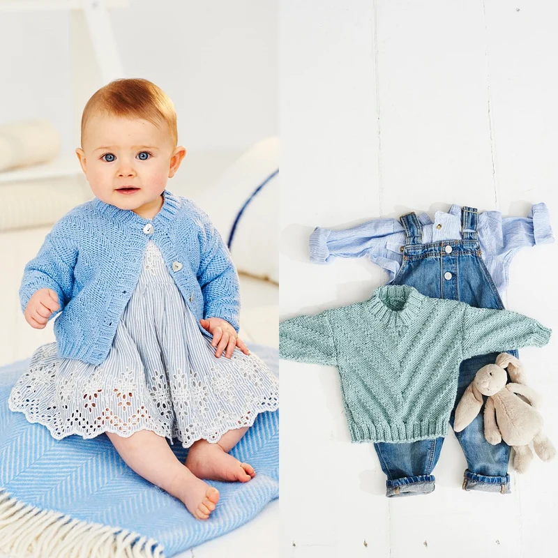 Strickanleitung Stylecraft Bambino DK Nr. 9500: Babyjäckchen und -Pullover