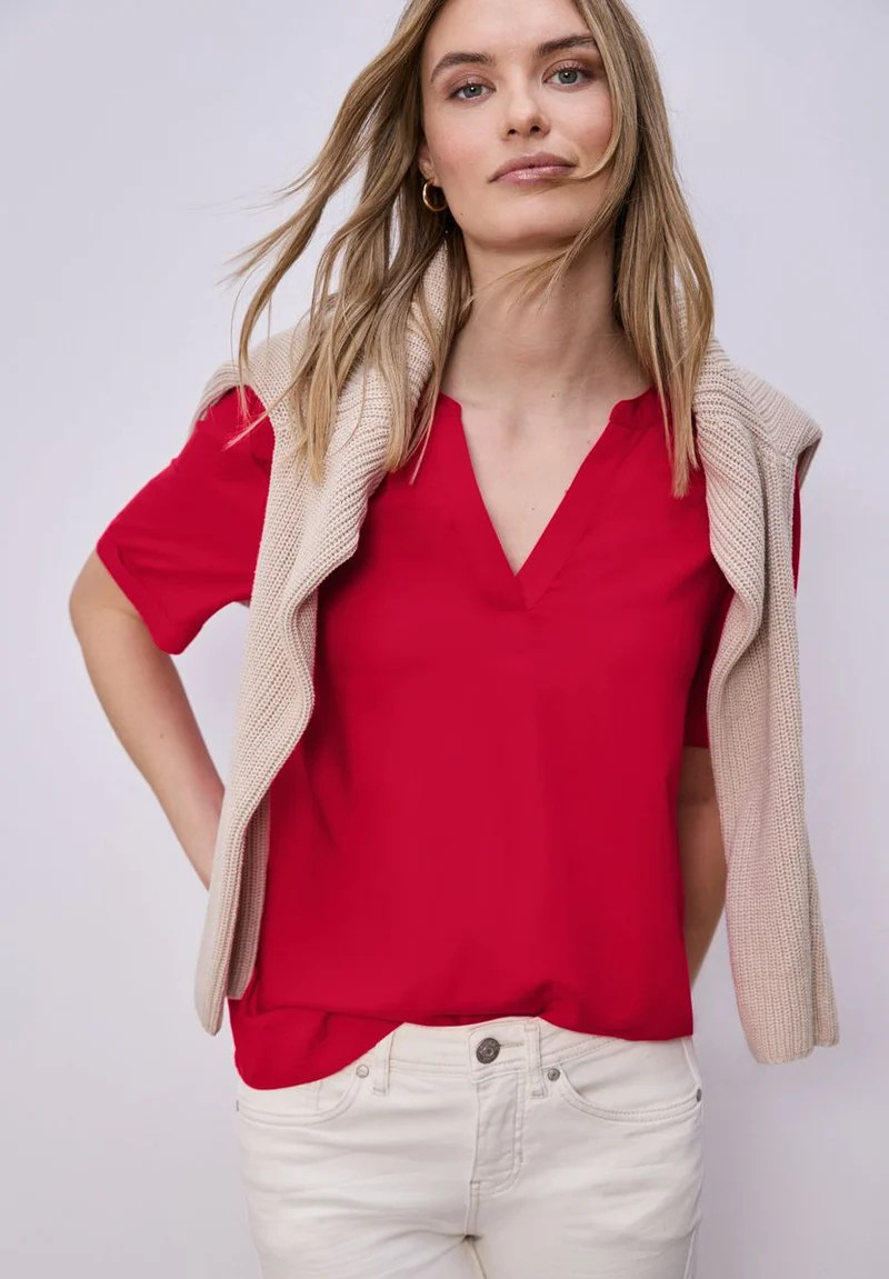 Kurzarm Bluse mit Turn-Up
