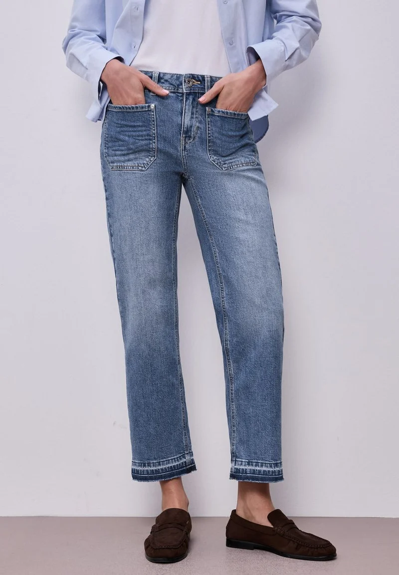 Straight Leg Jeans mit Saumdetail