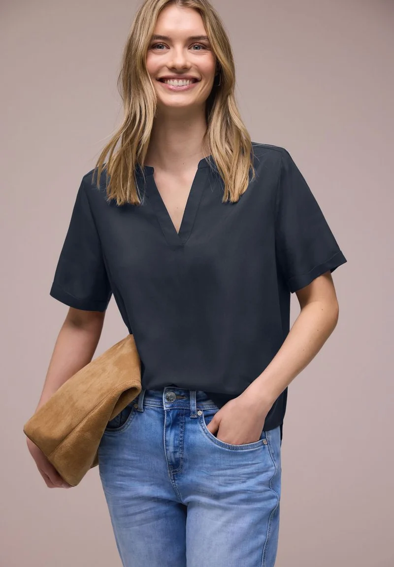 Kurzarm Bluse mit Turn-Up