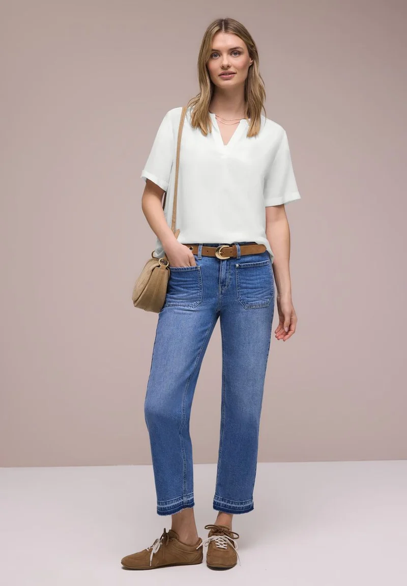 Kurzarm Bluse mit Turn-Up