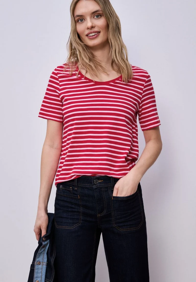 T-Shirt mit gerundetem V-Ausschnitt