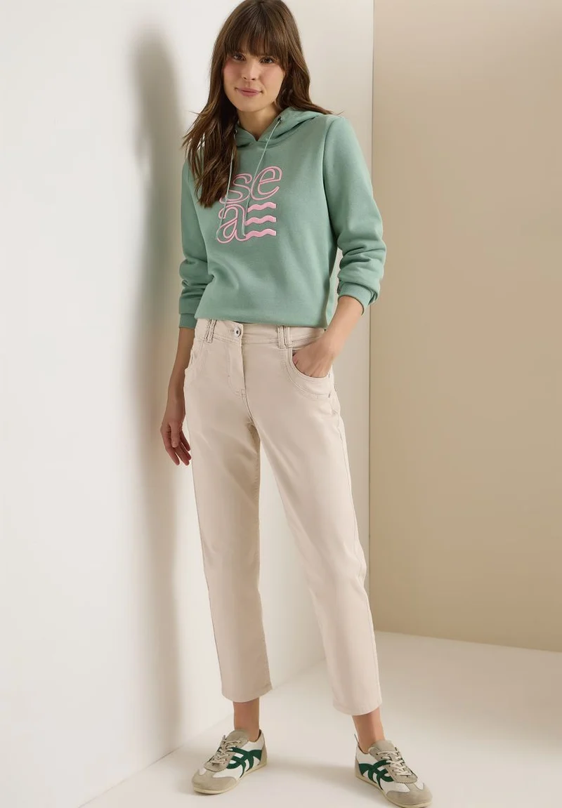 Mid Waist Slim Leg Hose im Casual Fit