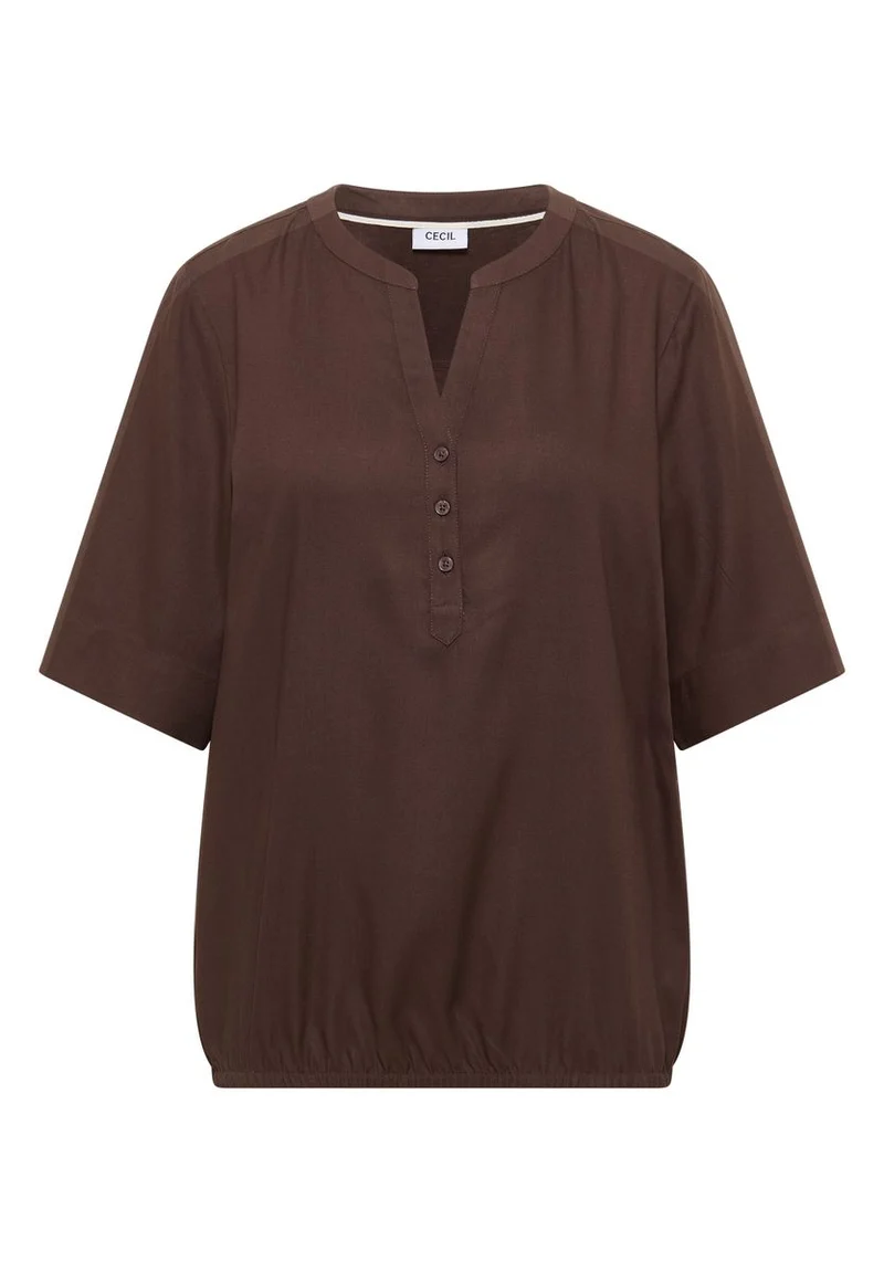 Kurzarm Bluse mit Split Neck