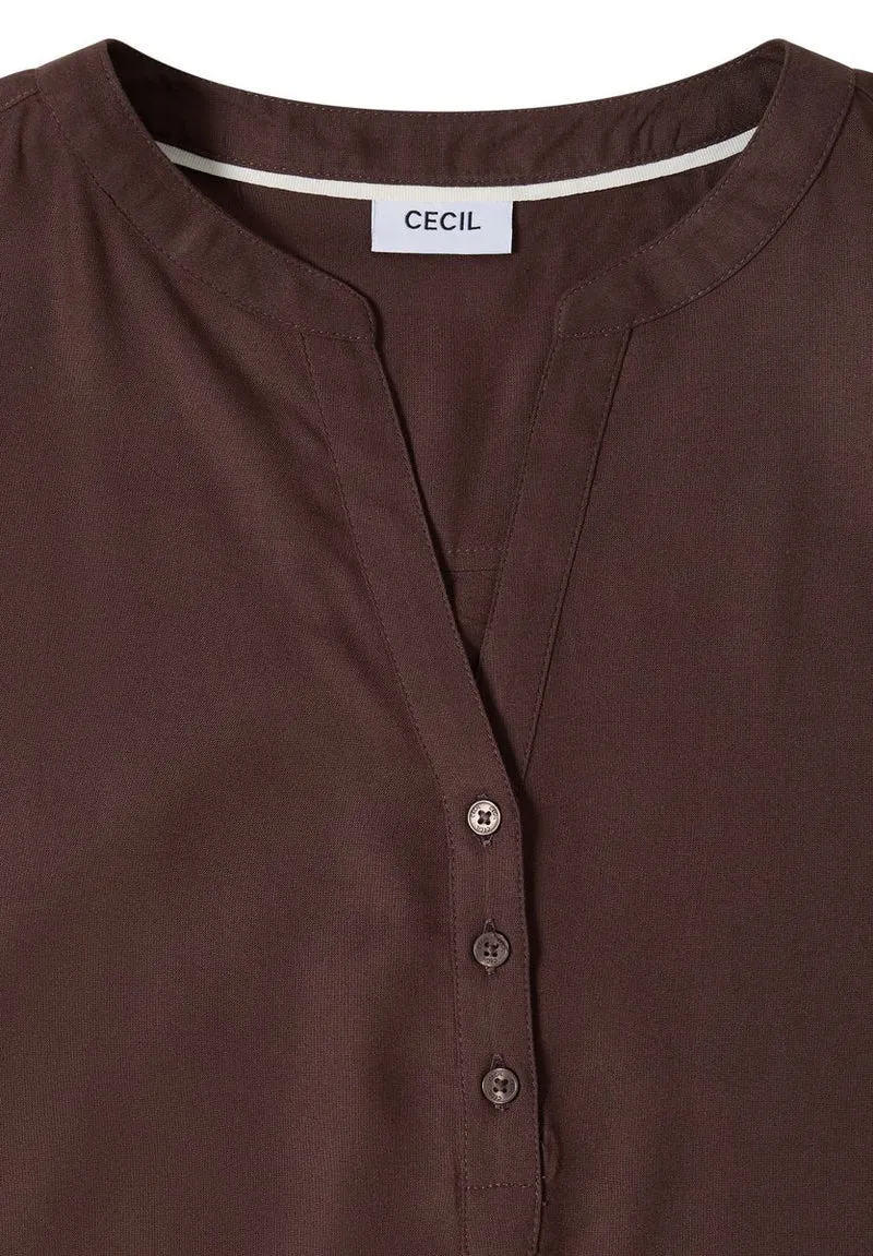 Kurzarm Bluse mit Split Neck