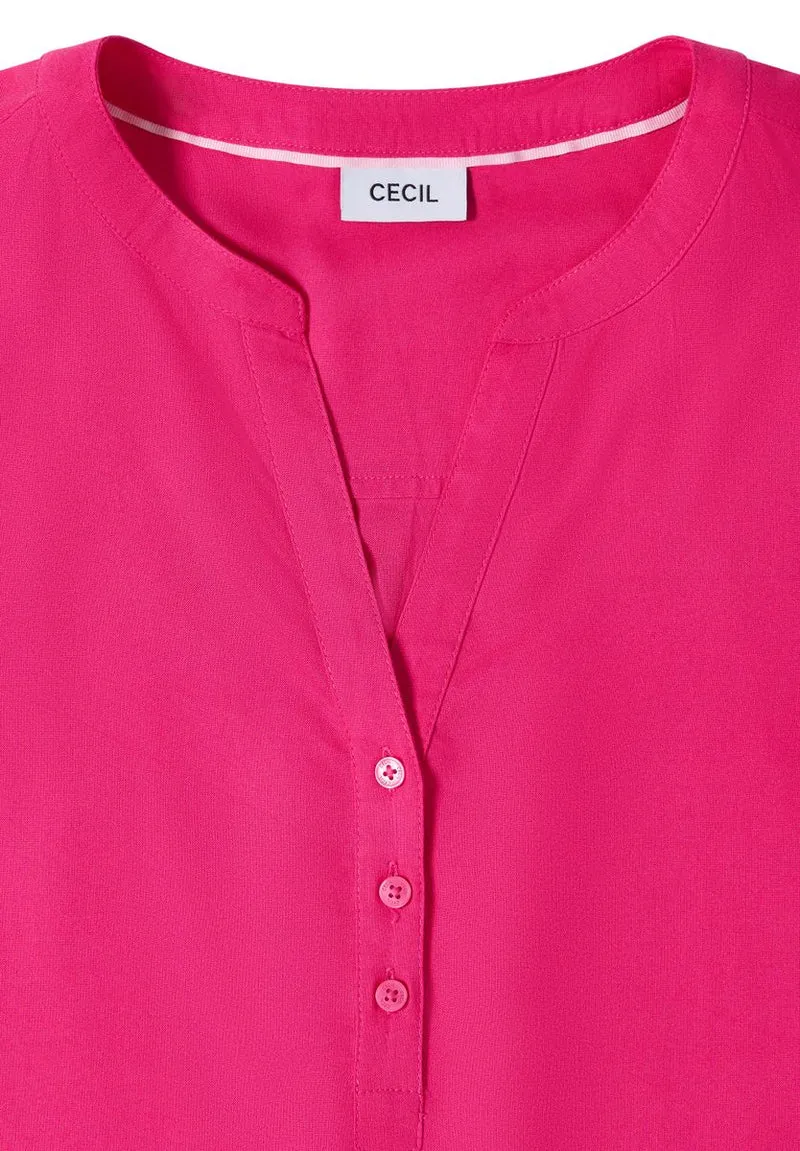 Kurzarm Bluse mit Split Neck