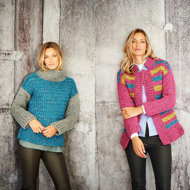 Strickanleitung Stylecraft Special XL Tweed Super Chunky Nr. 9809 Pullover und Jacke