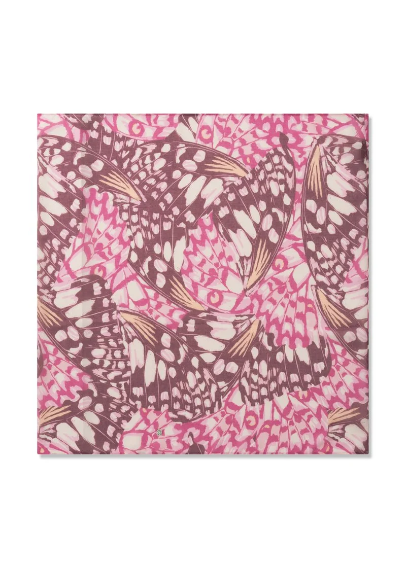 Loop-Schal aus recyceltem Polyester mit Schmetterling-Motiven