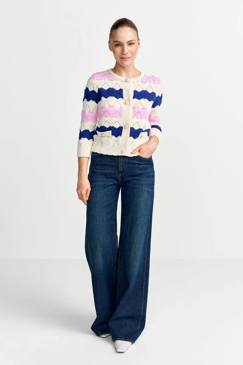 Striped Cardigan Ajour