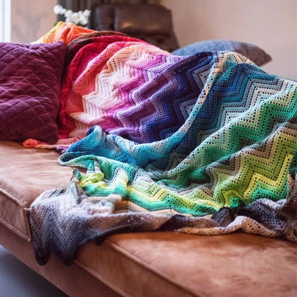 Häkelpaket für eine Zickzack-Decke in 100 Farben