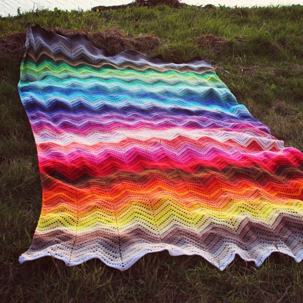 Häkelpaket für eine Zickzack-Decke in 100 Farben