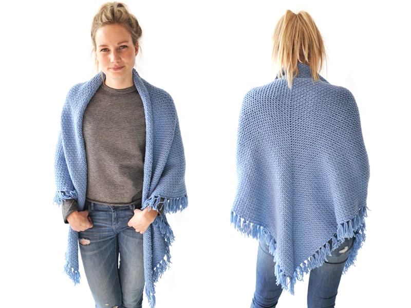 Häkelpaket für ein Umschlagtuch im Granitmuster aus Drops Merino Extra Fine