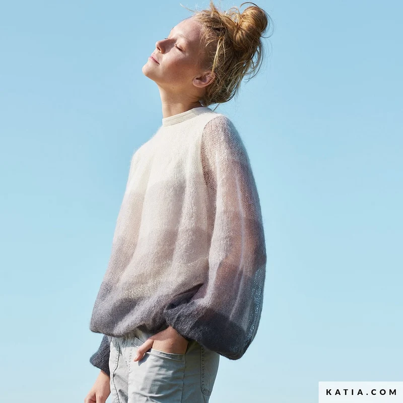 Strickanleitung „Mohair Shades“ – Streifenpullover