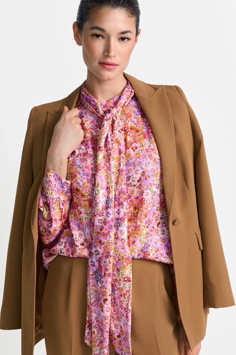 Printed Blouse with Bow