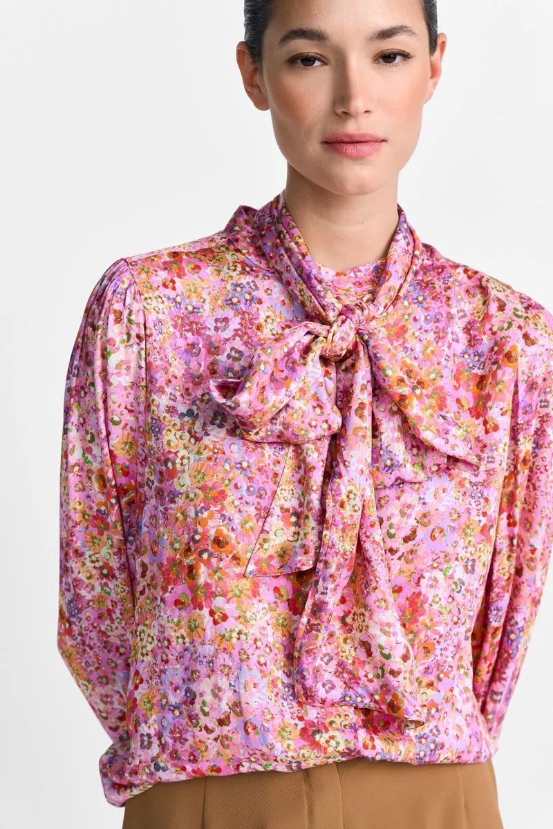 Printed Blouse with Bow