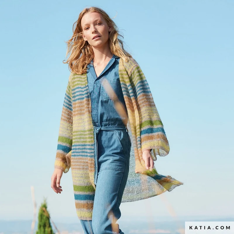 Strickanleitung „Mohair Shades“ – Gestreifte Strickjacke