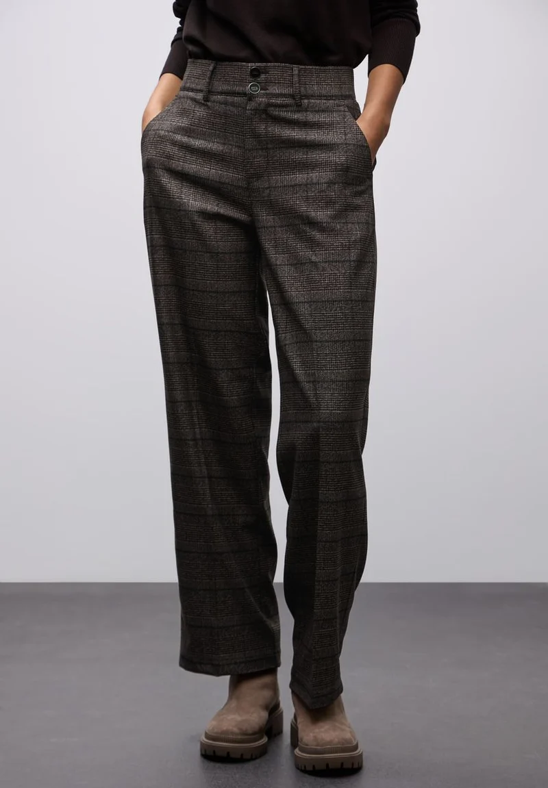 Karierte Straight Leg Hose