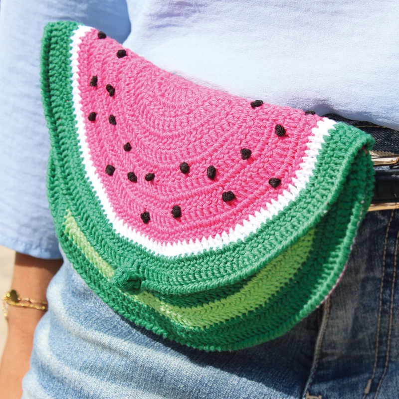 Häkelanleitung für eine Wassermelonen-Gürteltasche (digital)