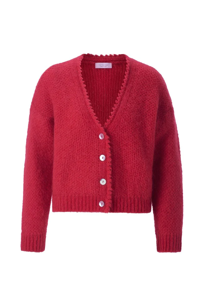 V-Neck Cardigan Tuck Stitch