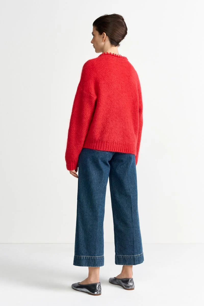 V-Neck Cardigan Tuck Stitch