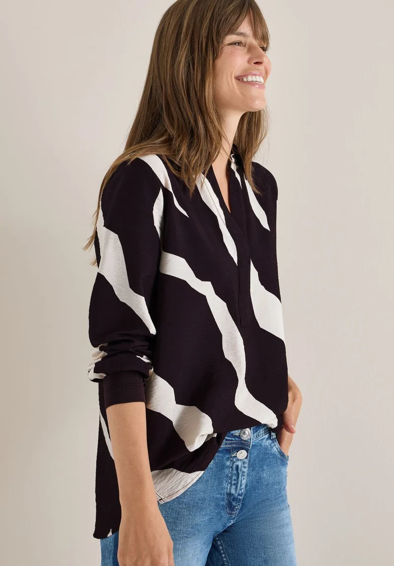 Print-Bluse mit Tapebündchen