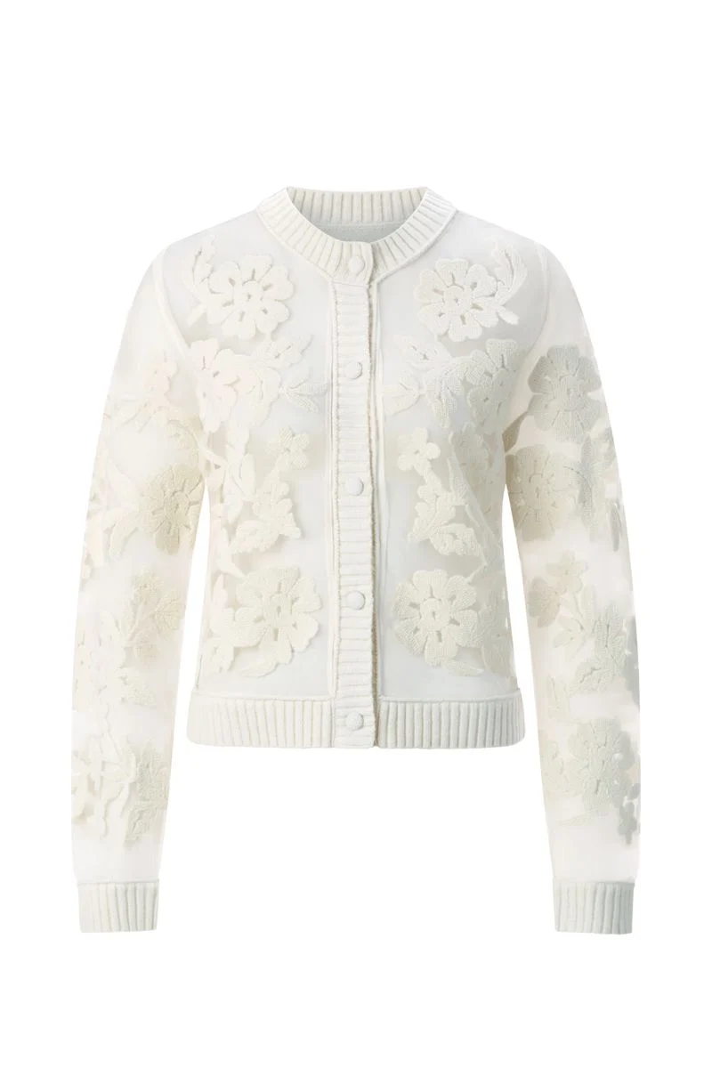 CNK Cardi with Mesh Embro