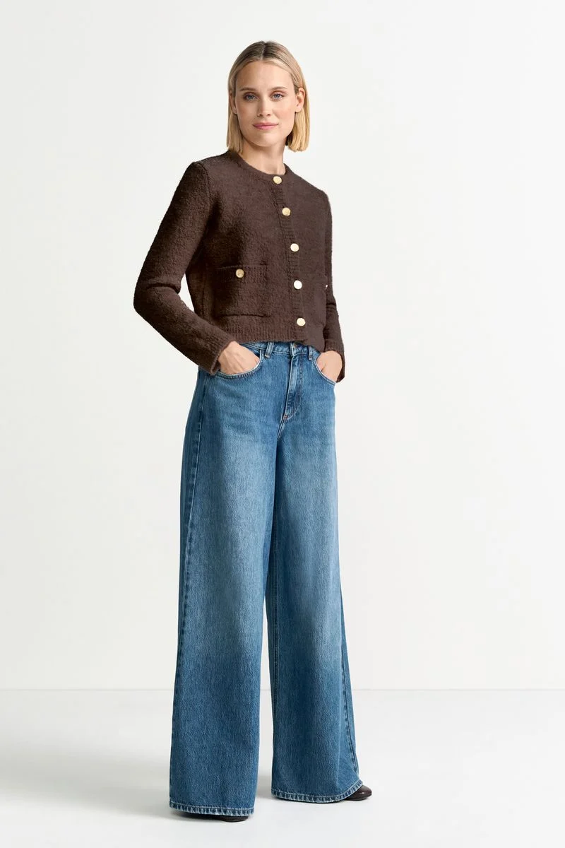 Crew-Neck Cardigan Bouclé