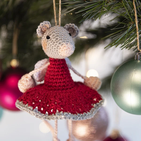 Häkelanleitung „Mini-Maus“-Weihnachtsanhänger (digital)