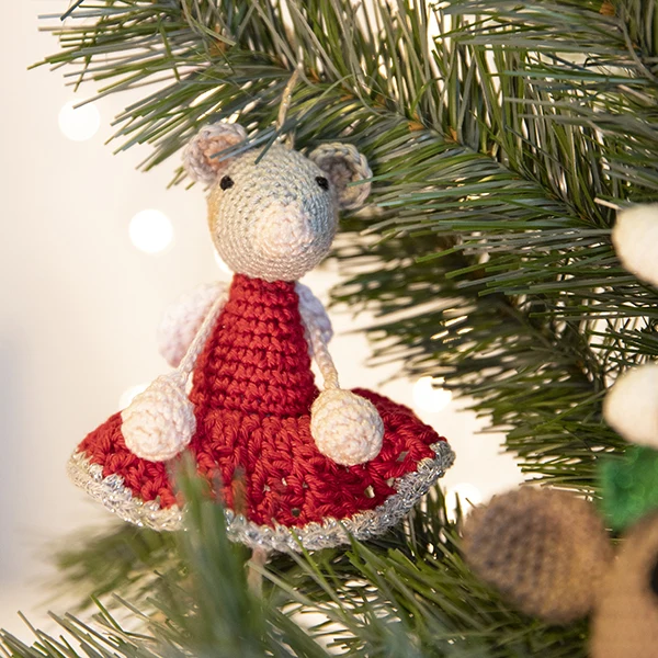 Häkelanleitung „Mini-Maus“-Weihnachtsanhänger (digital)