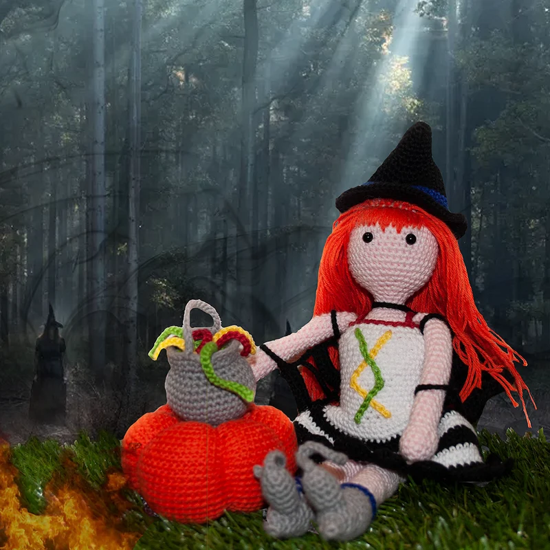 Häkelanleitung: Halloween-Mädchen auf einem Kürbis