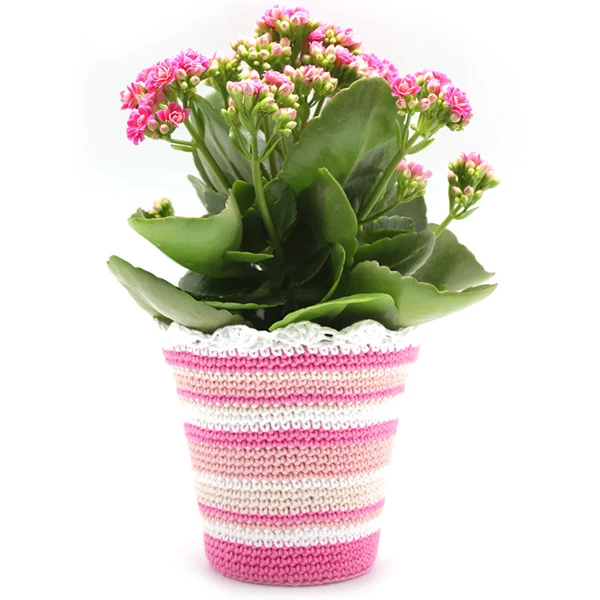 Anleitung für einen gehäkelten Blumentopf