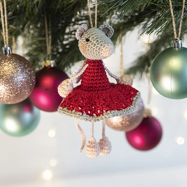 Mini-Maus-Weihnachtsanhänger-Häkelpaket