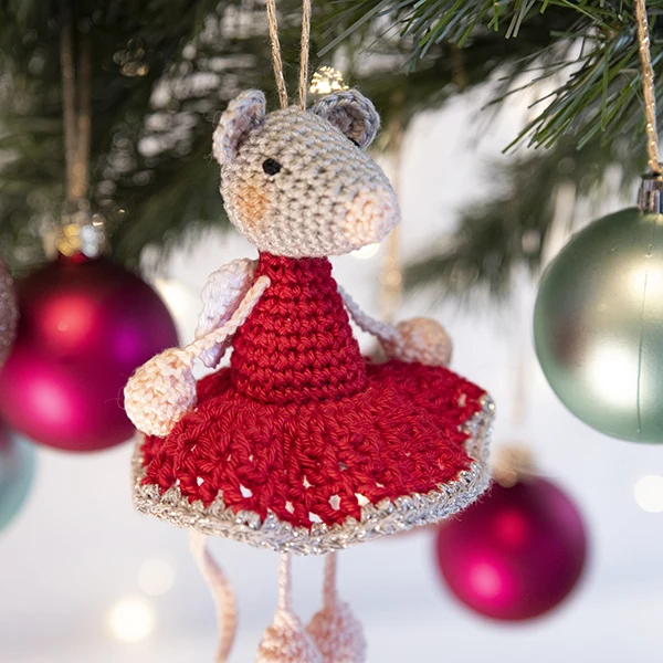 Mini-Maus-Weihnachtsanhänger-Häkelpaket