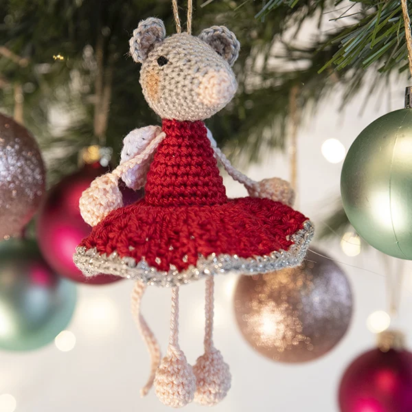 Mini-Maus-Weihnachtsanhänger-Häkelpaket