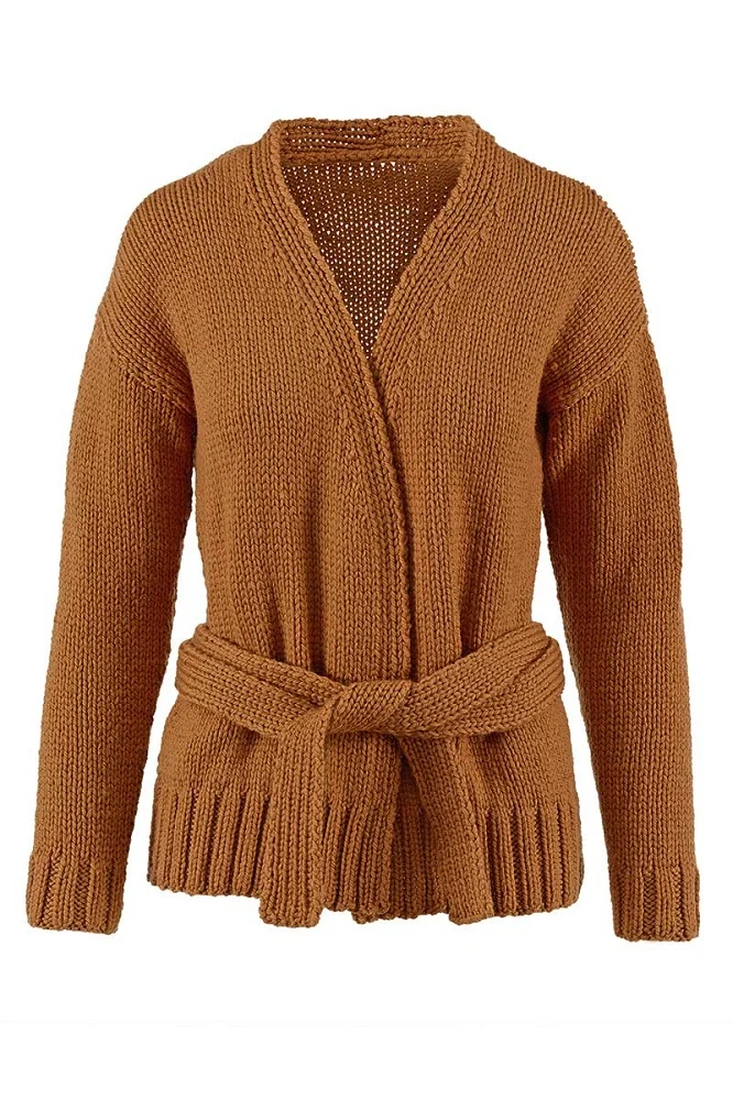 Strickanleitung „Thankful Treat“-Jacke mit Gürtel
