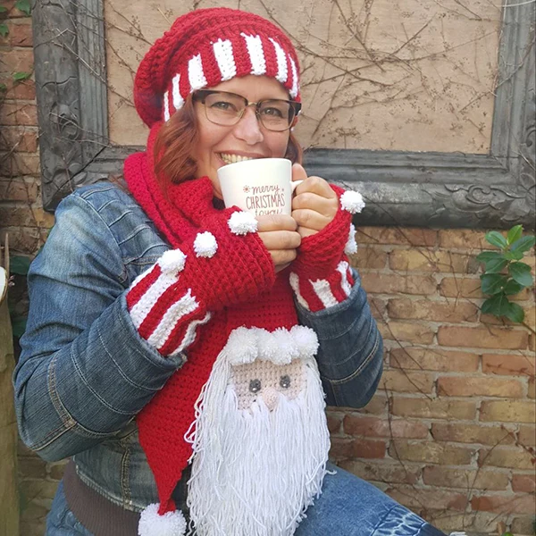 Häkelanleitung für Schal und Mütze zu Weihnachten (digital)