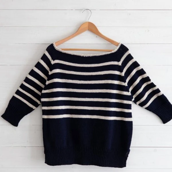 Strickanleitung für einen bretonisch gestreiften Pullover (digital)