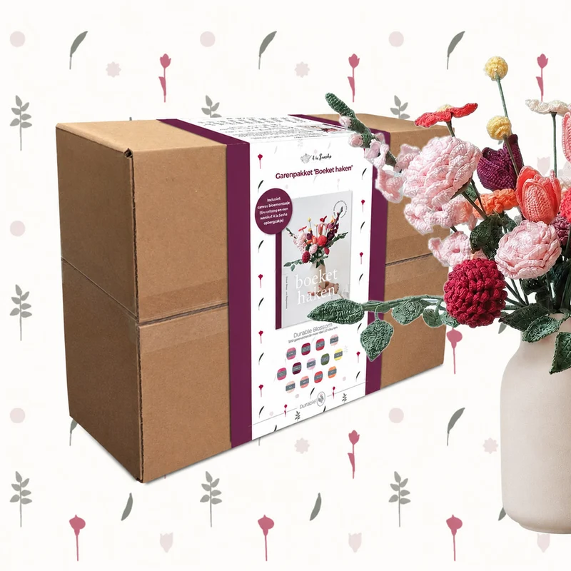 Häkelgarn-Garnpaket „Blumenstrauß“ à la Sascha – Farben „Durable Blossom“ aus dem Buch