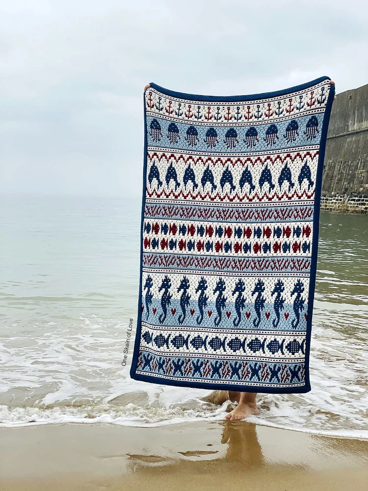 Sea Life-Decke von Ana Morais Soares – „One Skein of Love“-Häkelpaket