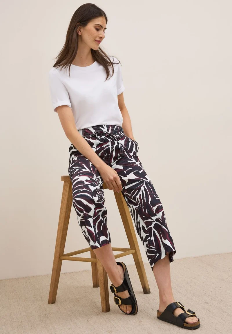 Gemusterte Wide Leg Hose