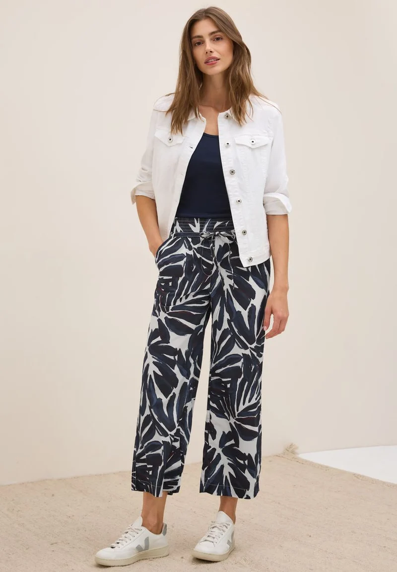 Gemusterte Wide Leg Hose