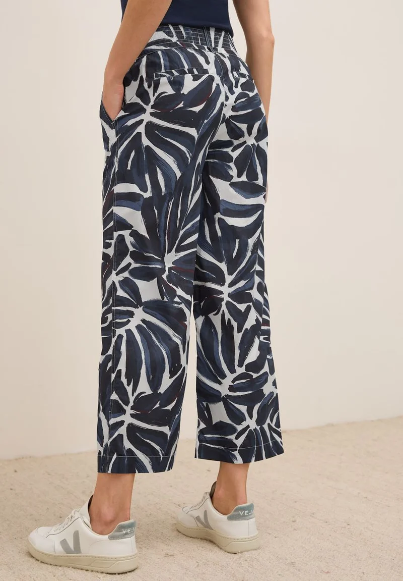 Gemusterte Wide Leg Hose