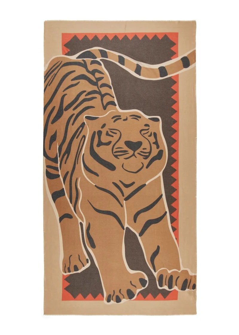 Kaschmirweicher Schal mit Tigerprint