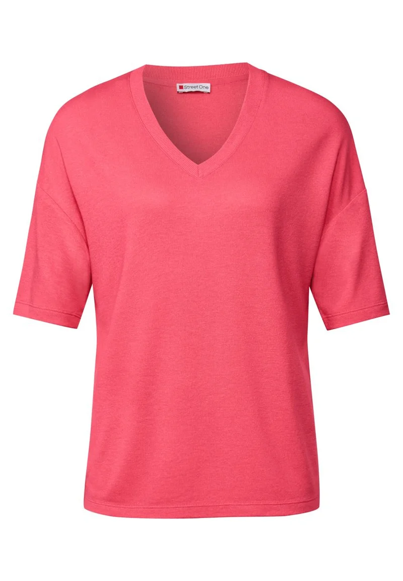 Strick-Look V-Neck T-Shirt