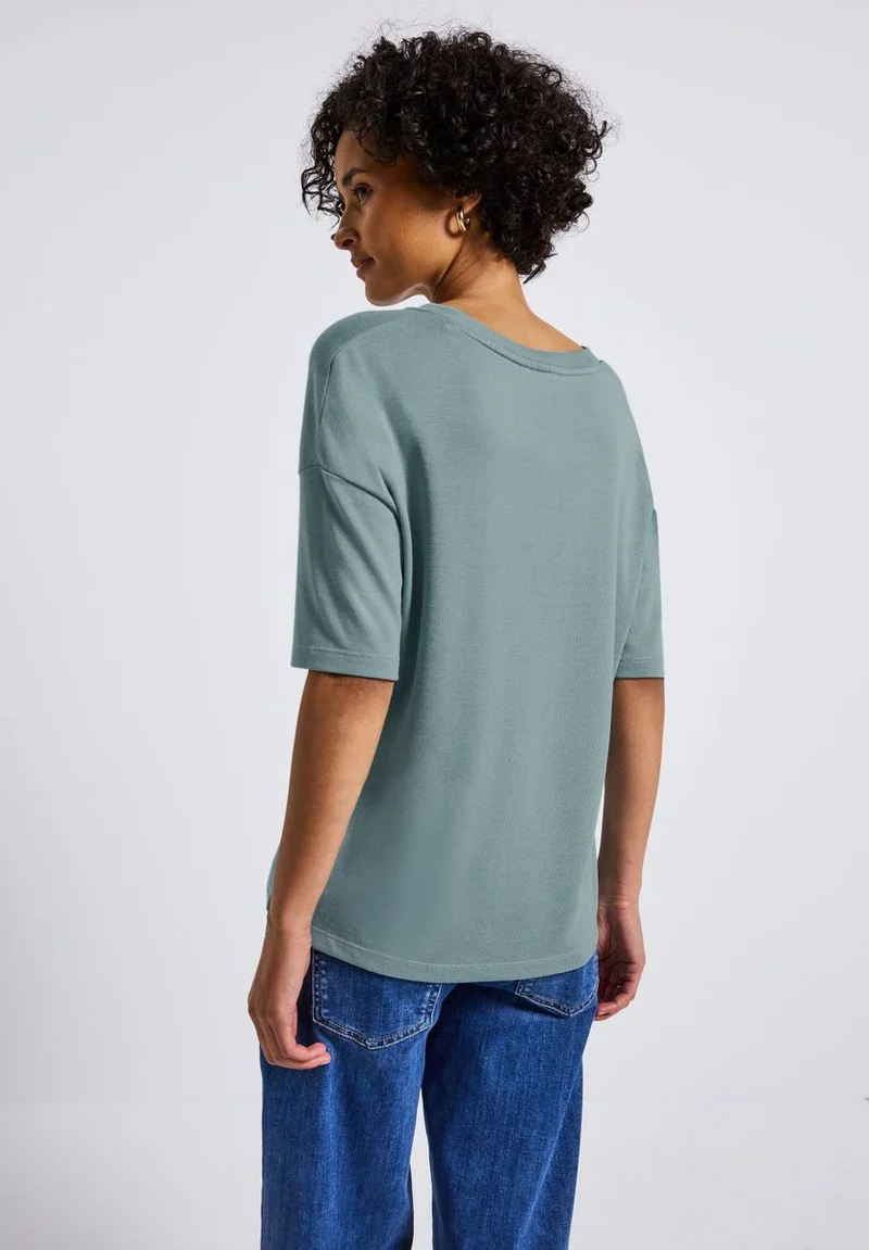 Strick-Look V-Neck T-Shirt