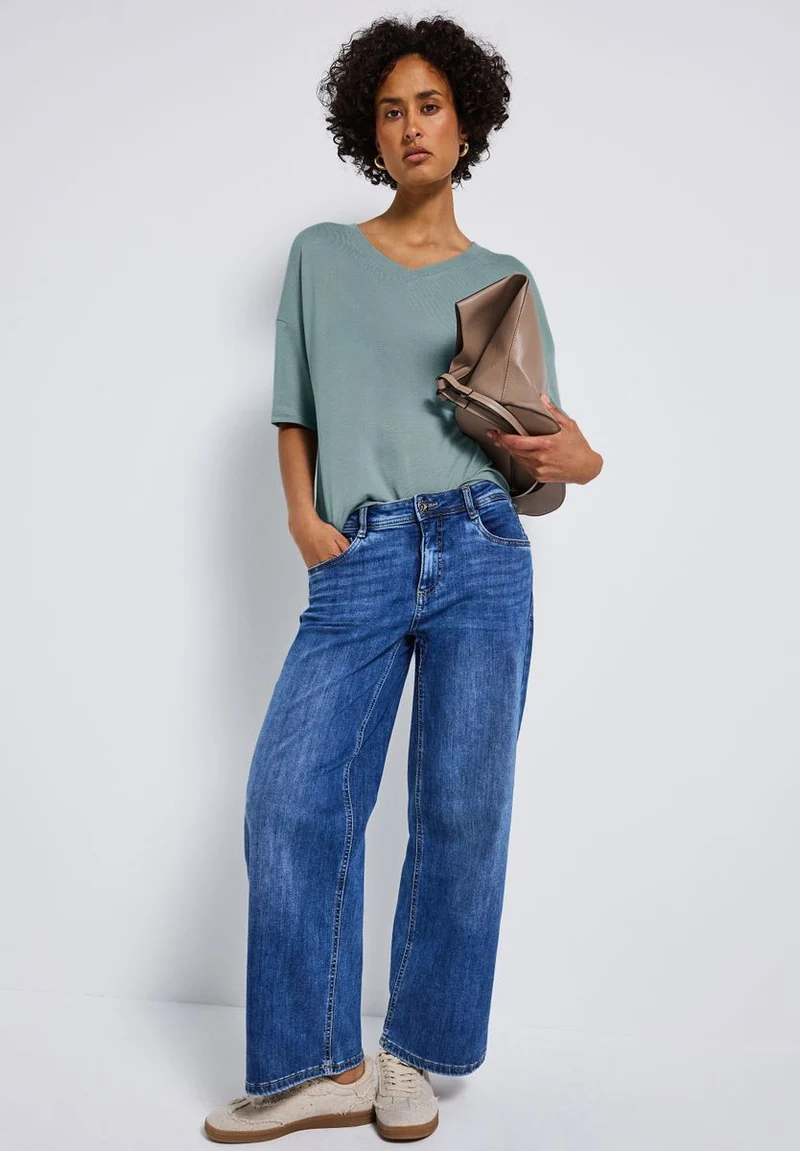 Strick-Look V-Neck T-Shirt