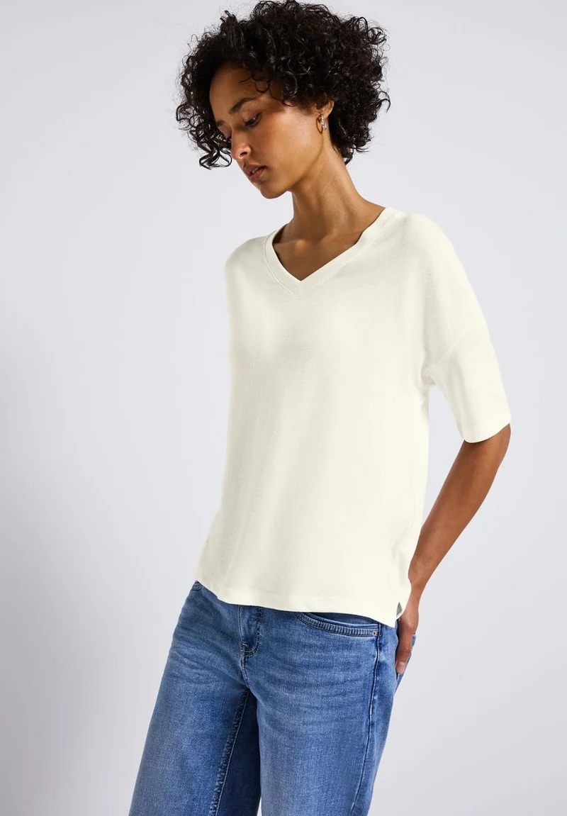 Strick-Look V-Neck T-Shirt