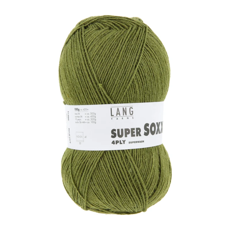 Lang Yarns Super Soxx 4-Fach 0198 Dunkeloliv (4-fädig)